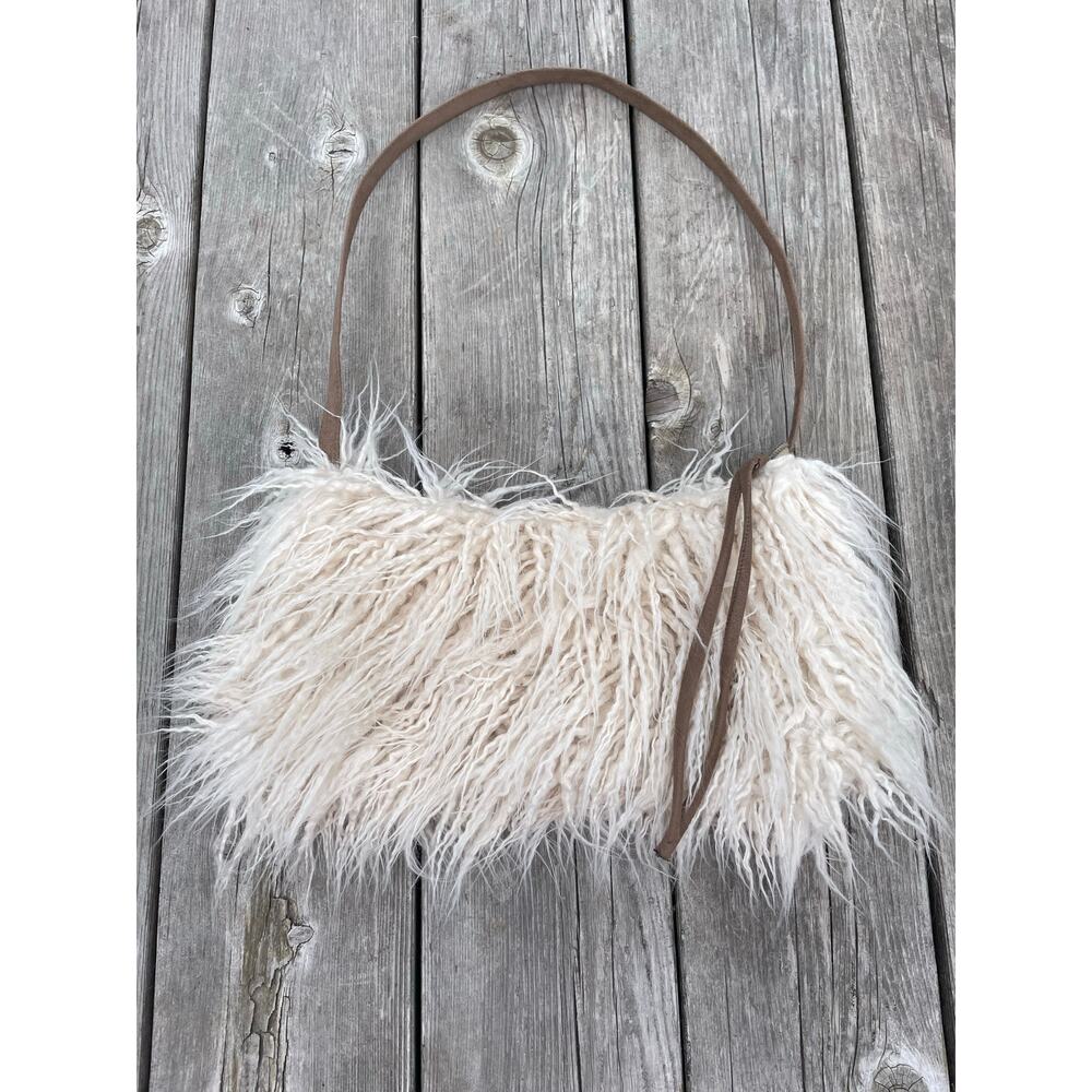 Atenti cream Llama Bag purse shaggy faux fur USA made satchel southwestern